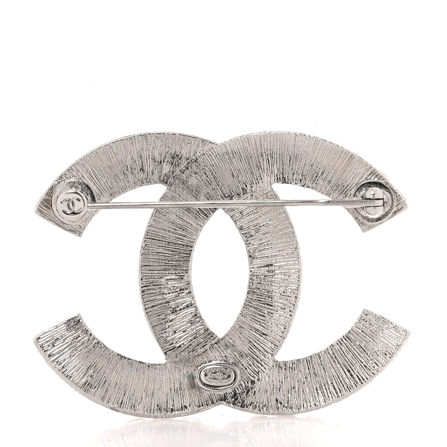 Chanel Baguette Crystal CC Brooch Silver 2 of 3