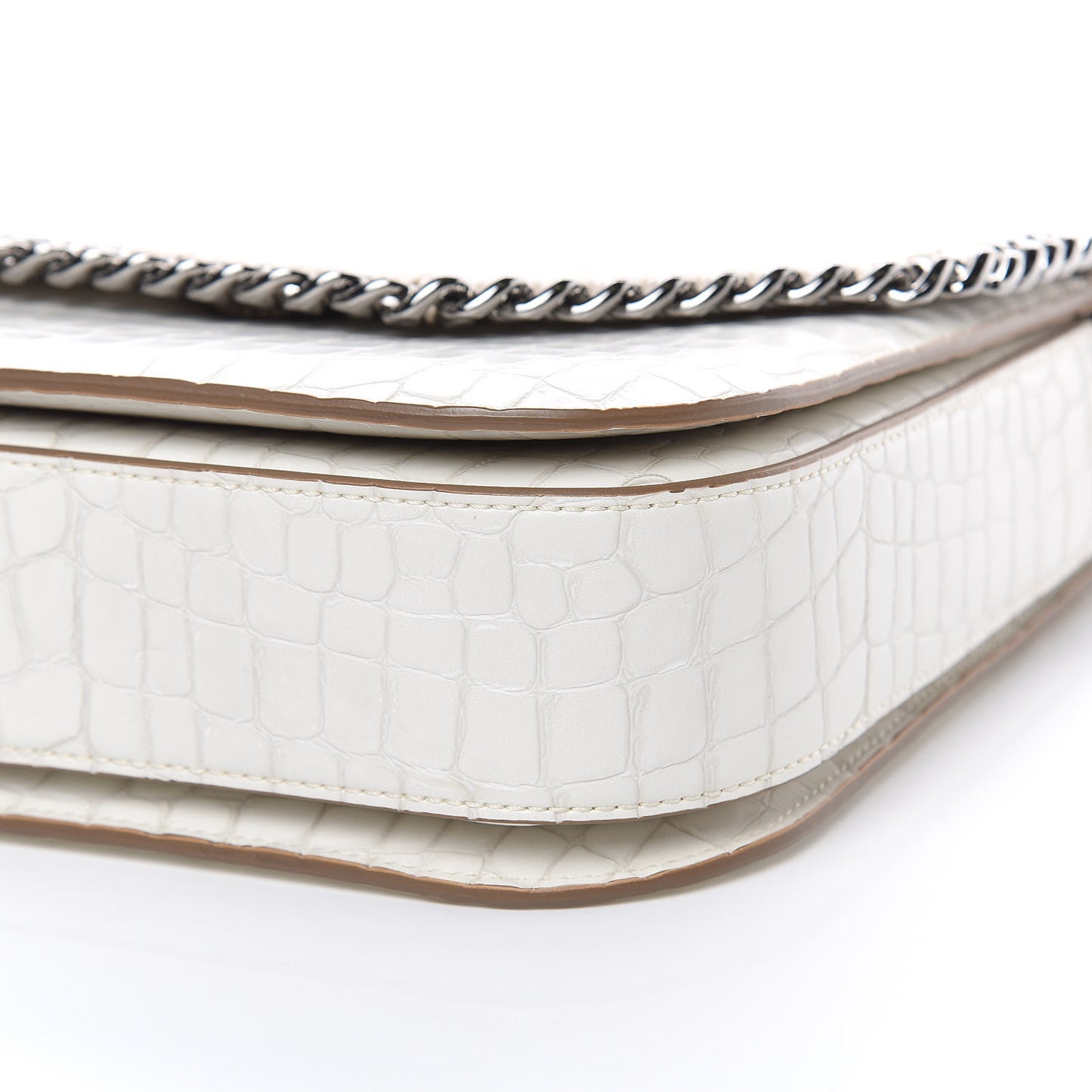 Embossed Crocodile Effect Medium Falabella Box Shoulder Bag Ivory