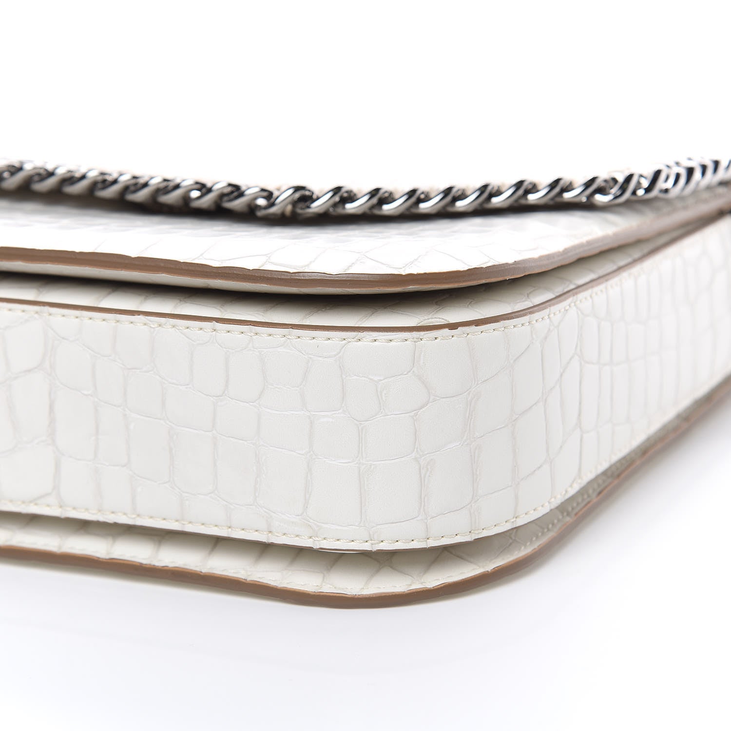 Stella McCartney Embossed Crocodile Effect Medium Falabella Box Shoulder Bag Ivory 9 of 9