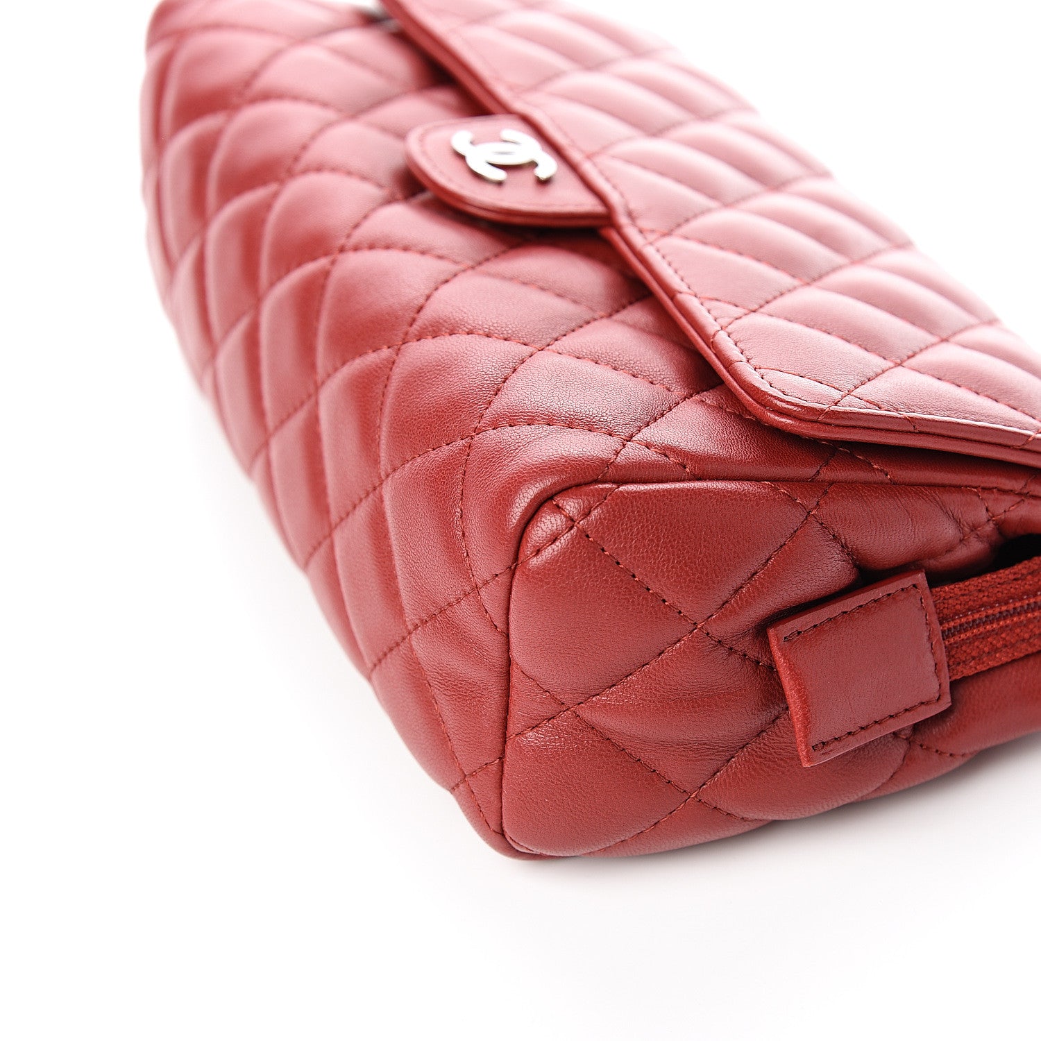 Chanel Lambskin Quilted Flap Cosmetic Case Red 9 of 9