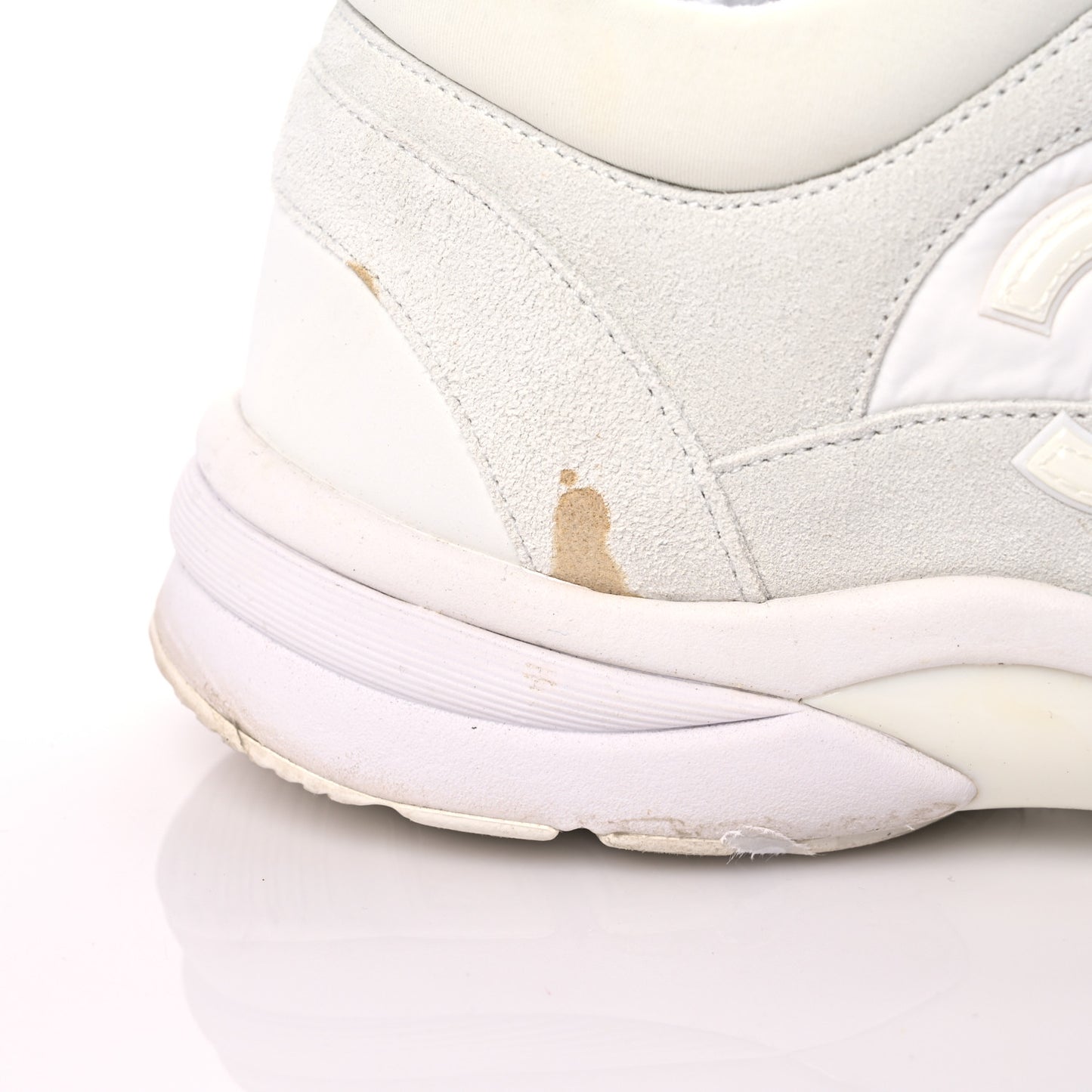 Suede Calfskin Fabric CC Sneakers 39.5 White