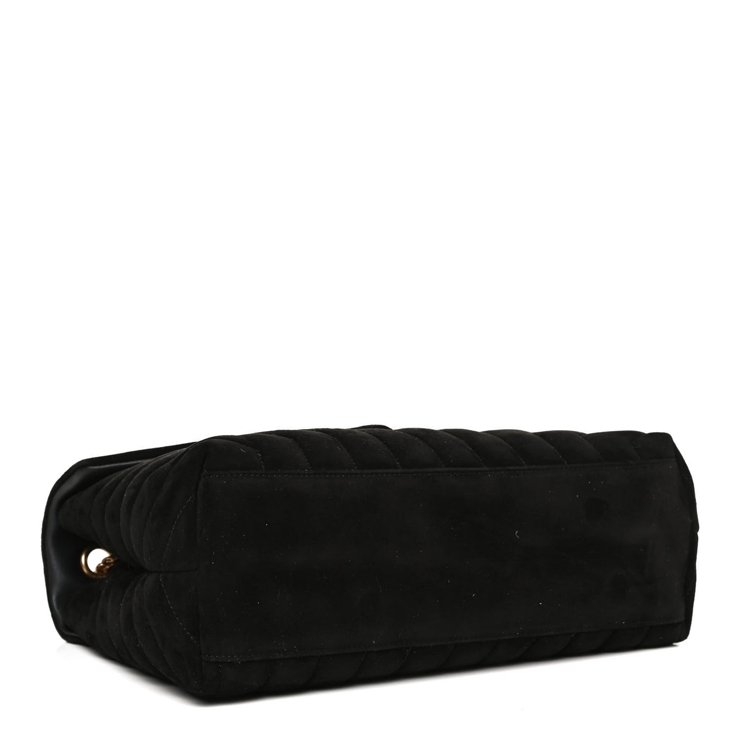 Suede Y Quilted Monogram Medium Loulou Chain Satchel Black