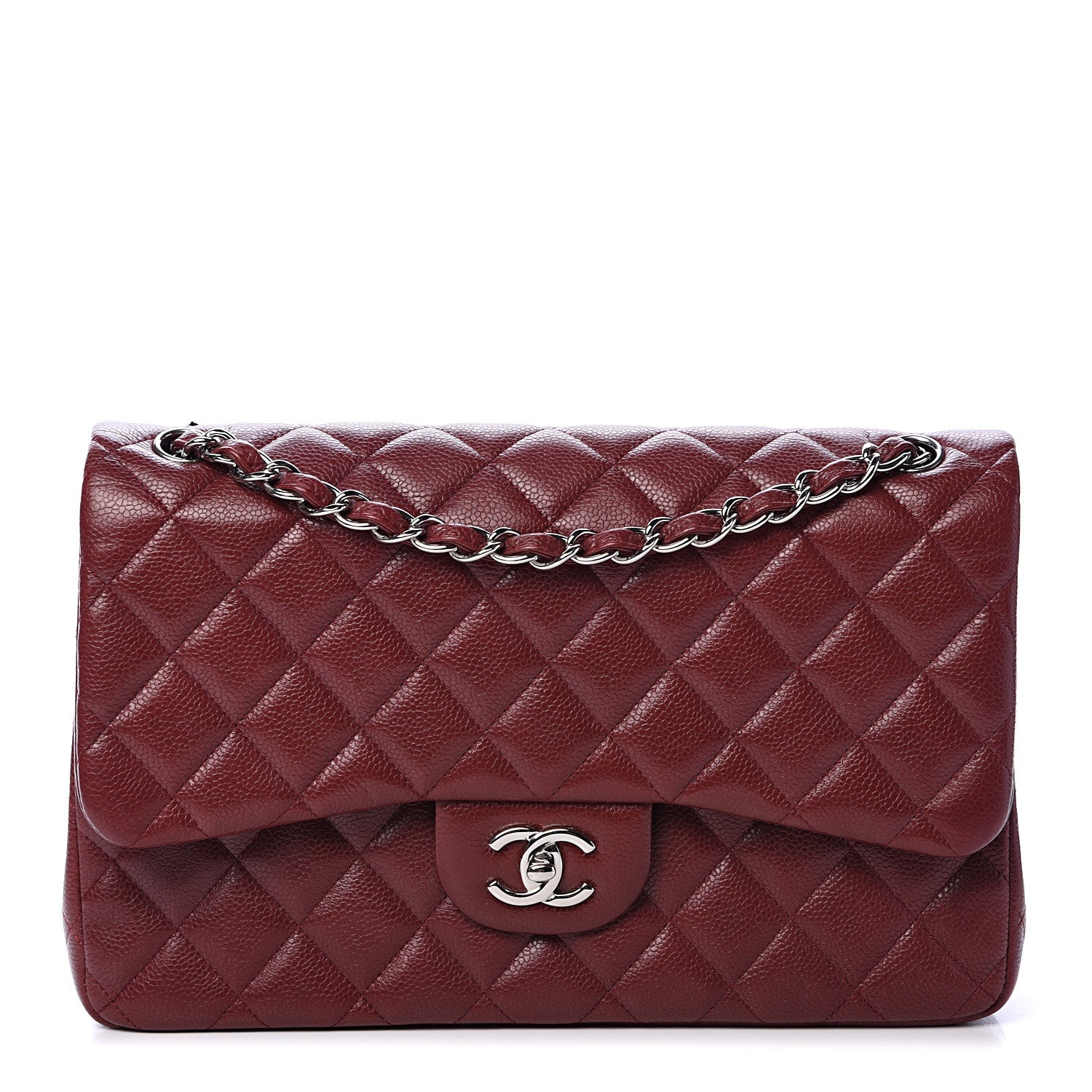 Chanel Caviar Quilted Jumbo Double Flap Dark Red 1 of 17