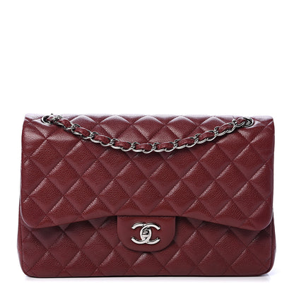 Chanel Caviar Quilted Jumbo Double Flap Dark Red 1 of 17