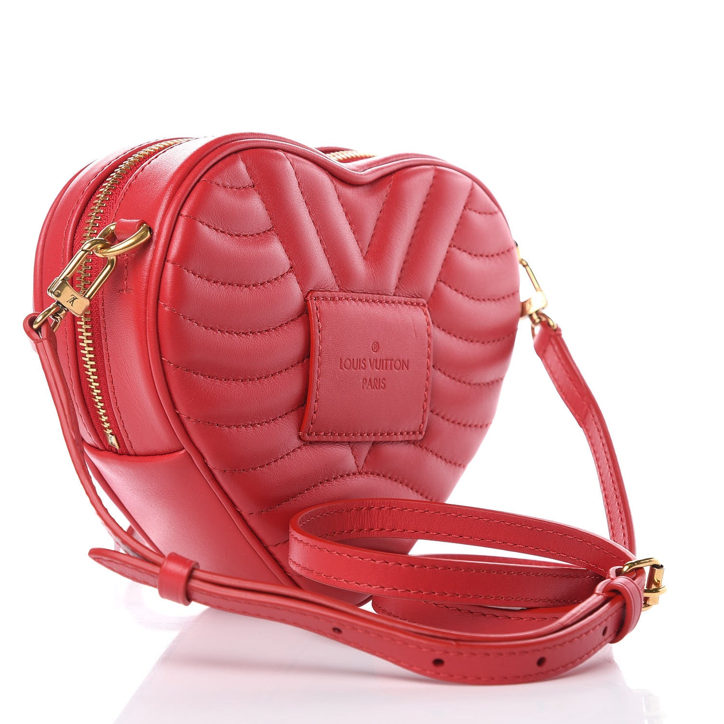Calfskin Embellished New Wave Love Lock Heart Bag Ecarlate