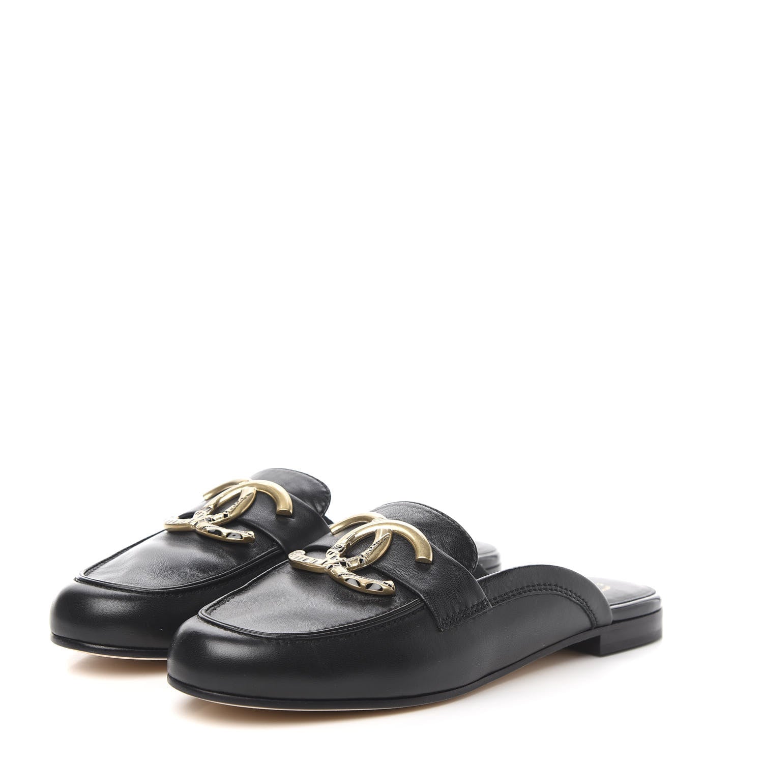 Chanel Lambskin CC Mules 40 Black 3 of 9