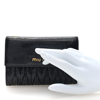 Miu Miu Vitello Lux Matelasse Lux Bi-Fold Compact Wallet Black 2 of 6