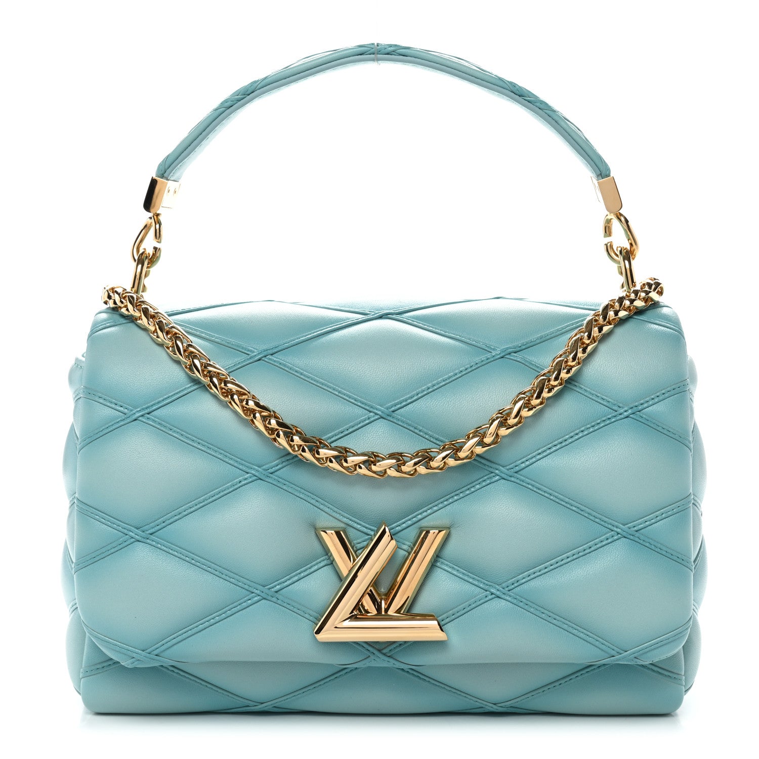 Louis Vuitton Lambskin Malletage Top Handle GO-14 MM Lagoon 1 of 10