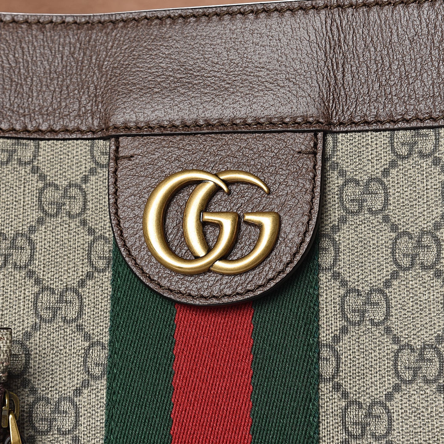 GG Supreme Monogram Web Ophidia Tote Brown