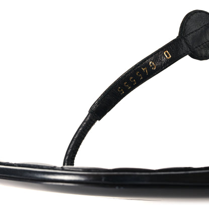 Chanel Lambskin Grosgrain Camellia Thong Sandals 37 Black 7 of 9