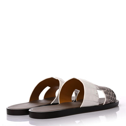 Hermes Matte Niloticus Crocodile Himalaya Izmir Sandals 39 White 3 of 4