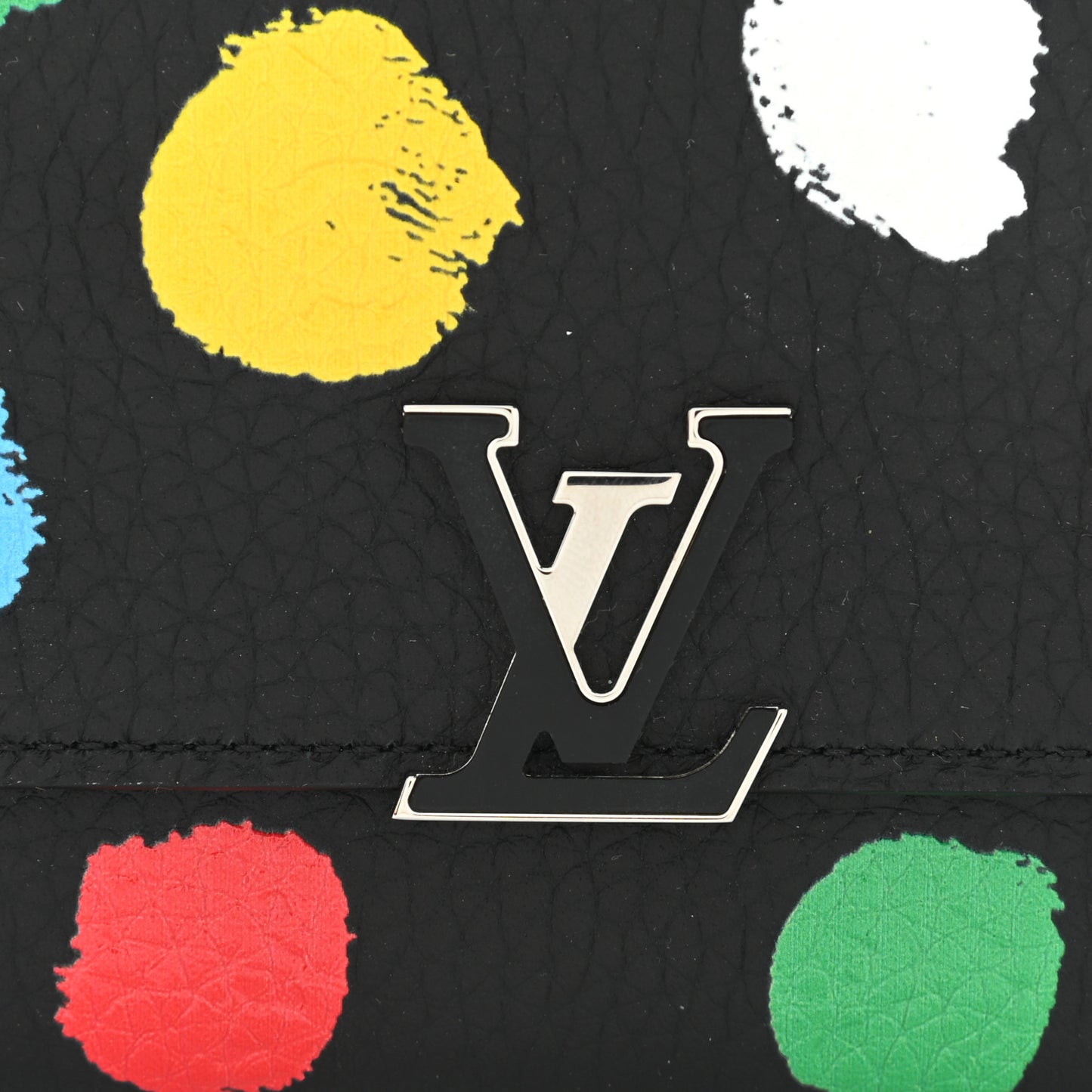 LV X YK Taurillon Dots Capucines Compact Wallet Black