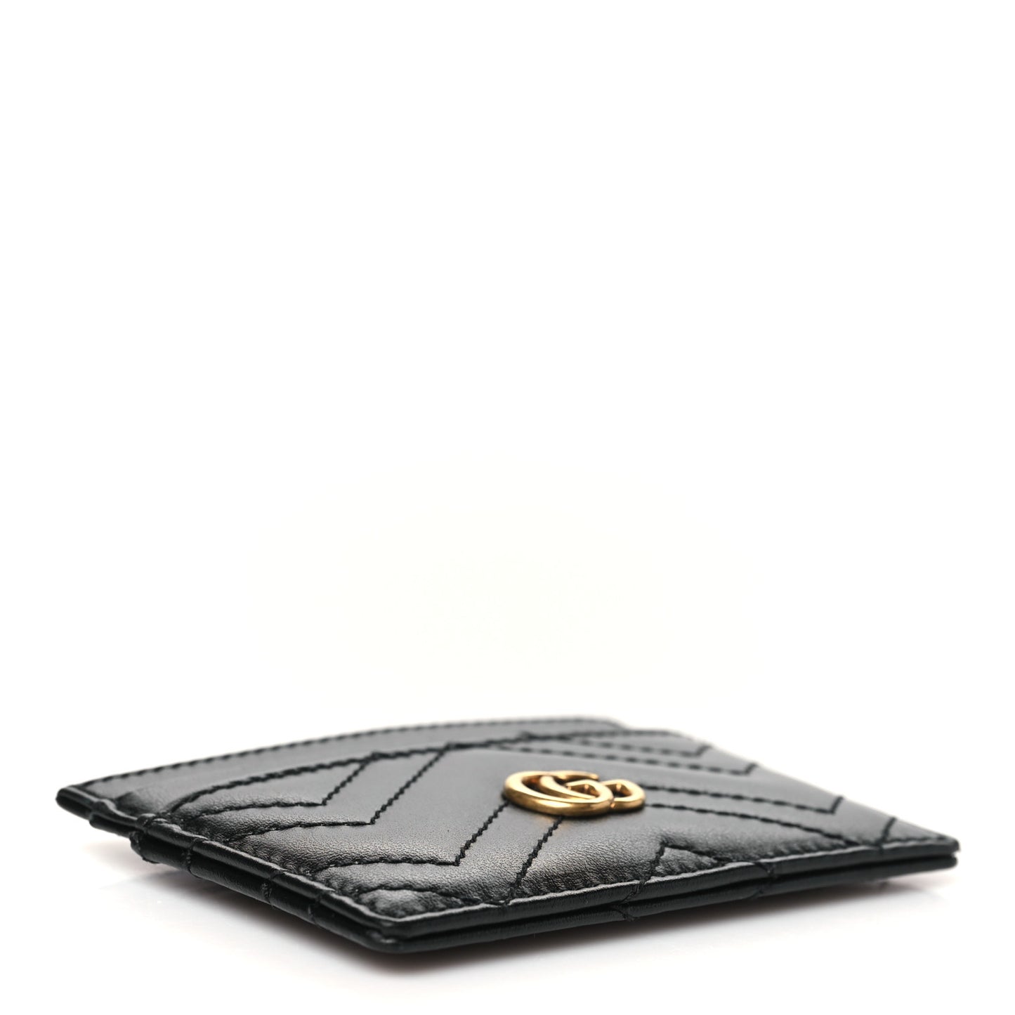 Calfskin Matelasse GG Marmont Card Holder Black