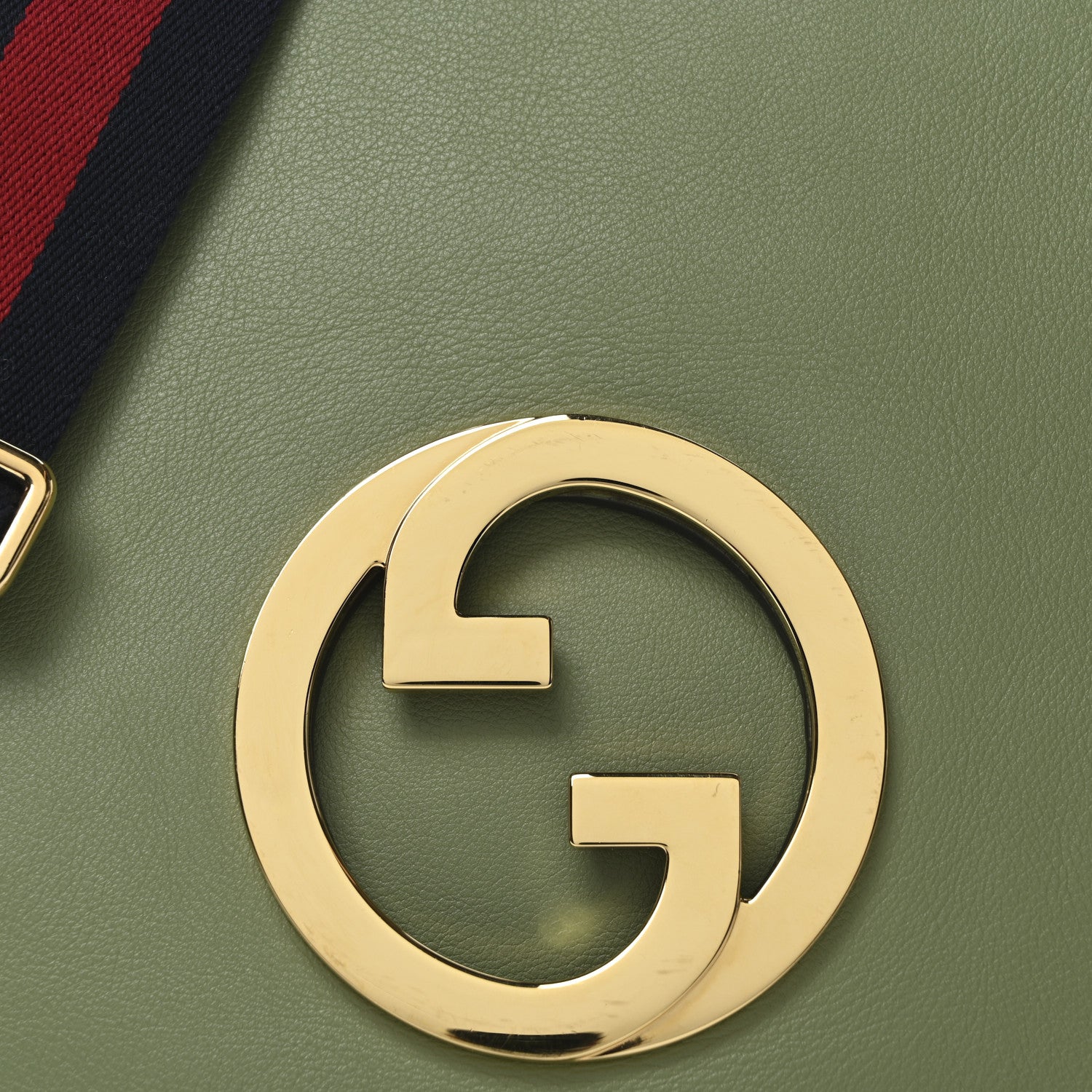 Gucci Roxy Calfskin Web Medium Blondie Top Handle Shoulder Flap Bag Salamander Green 8 of 10
