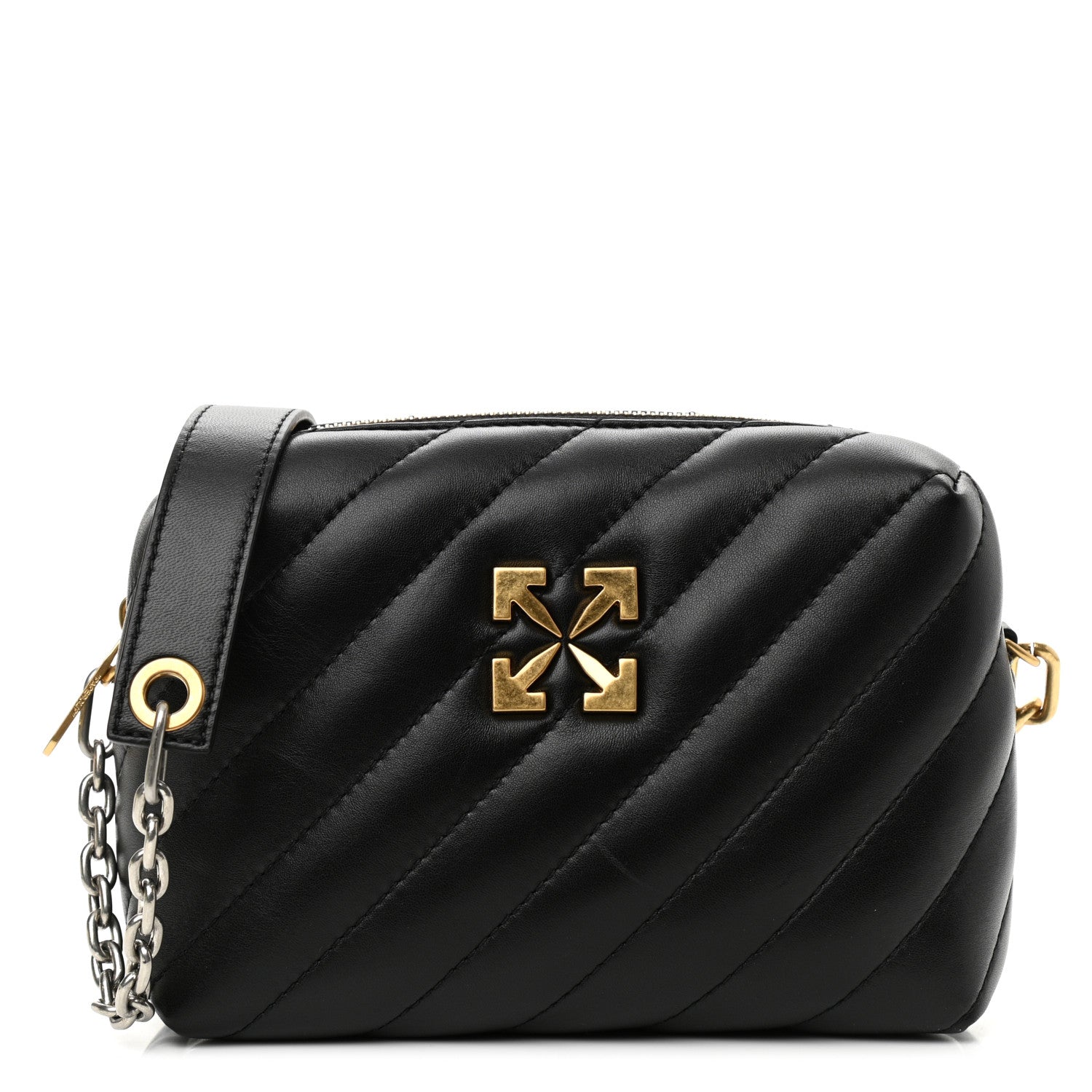 Off-White Calfskin Diagonal Quilted Jackhammer Camera Bag Black 1 of 9