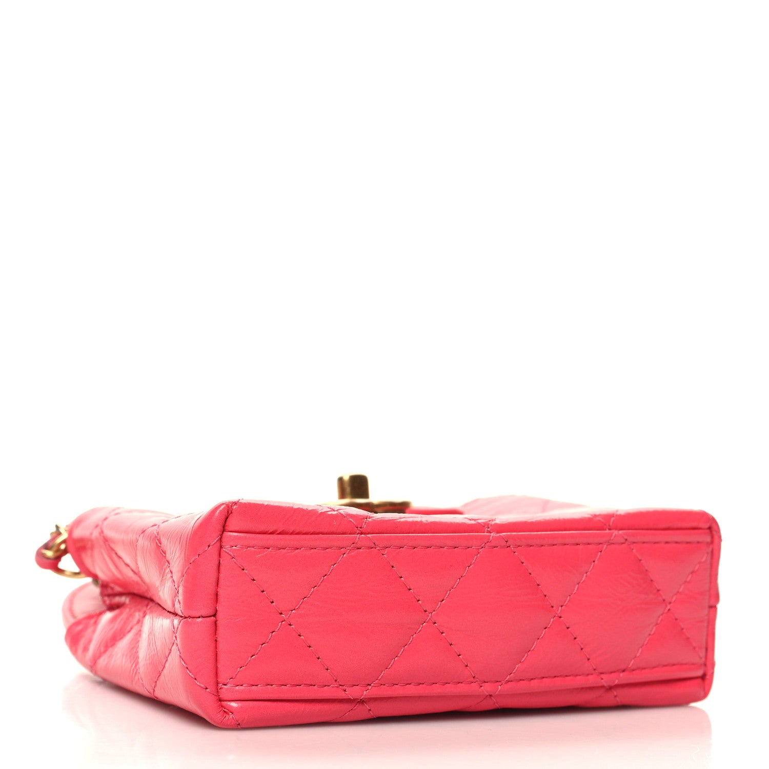 Chanel Shiny Aged Calfskin Quilted Mini Nano Kelly Shopper Dark Pink 4 of 11