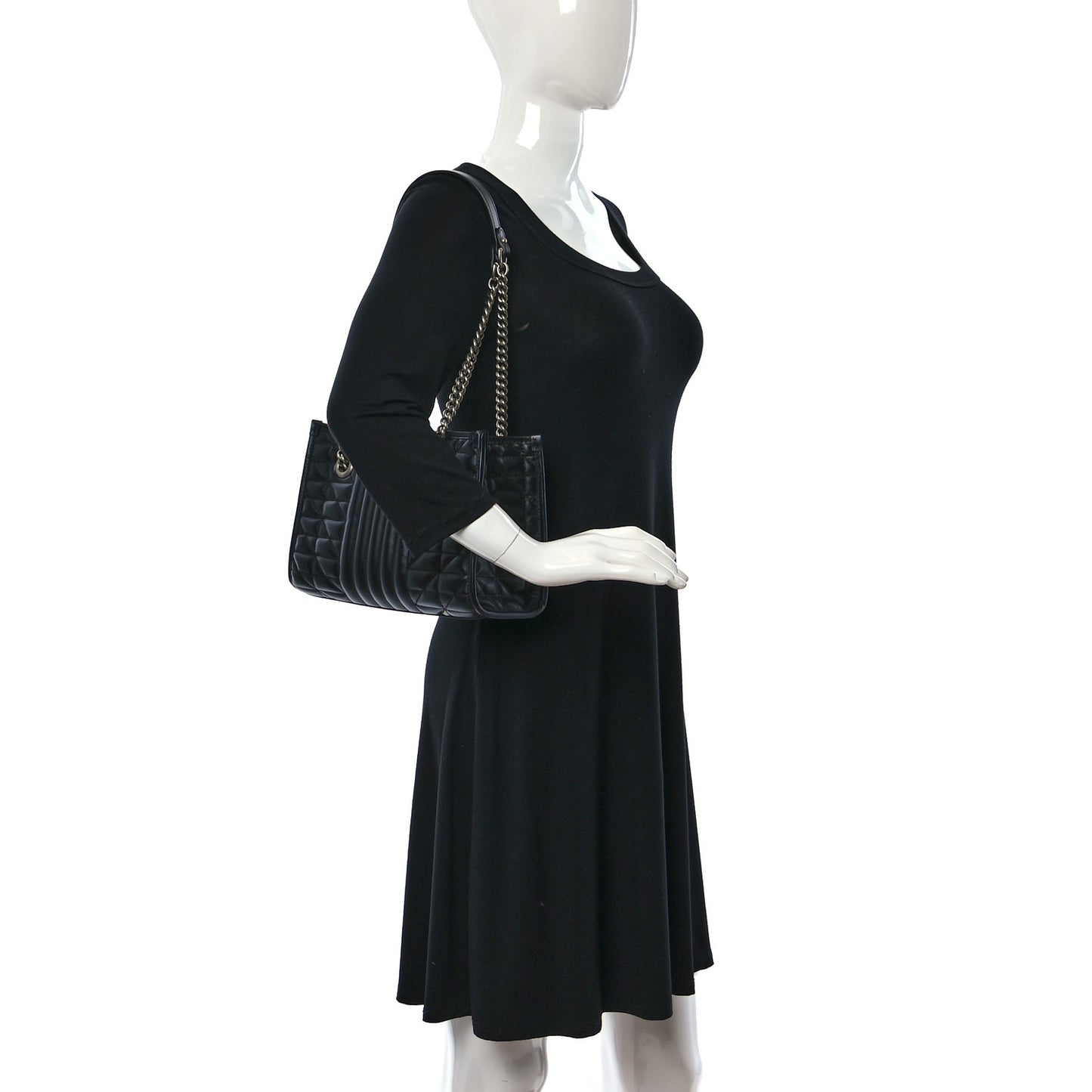 Calfskin Matelasse Aria Small GG Marmont Shoulder Tote Black