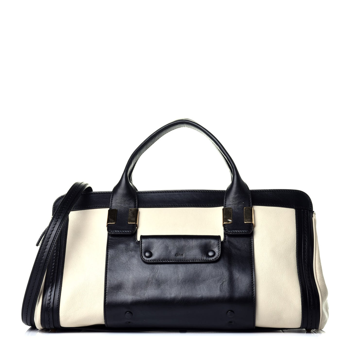 Sheepskin Calfskin Large Alice Satchel Husky White