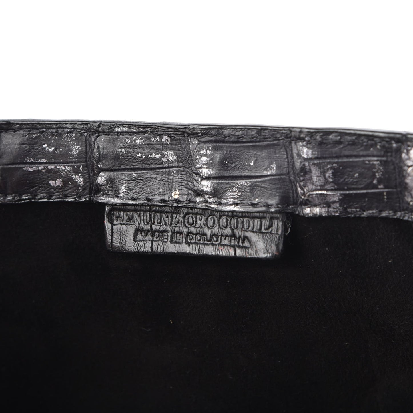 Metallic Crocodile Clutch Black Gold