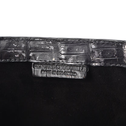 Nancy Gonzalez Metallic Crocodile Clutch Black Gold 7 of 7