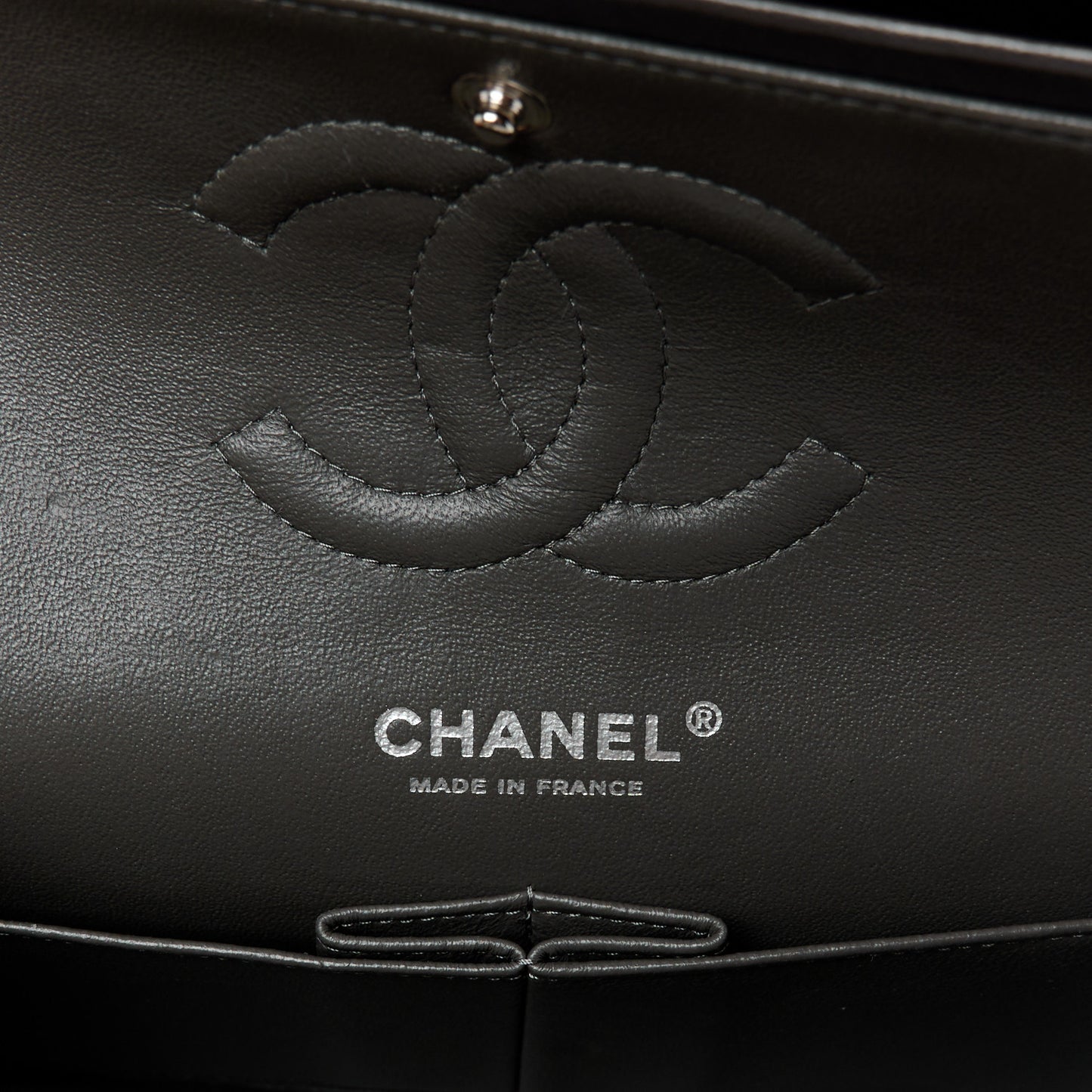 Lambskin Quilted Medium Double Flap Dark Grey