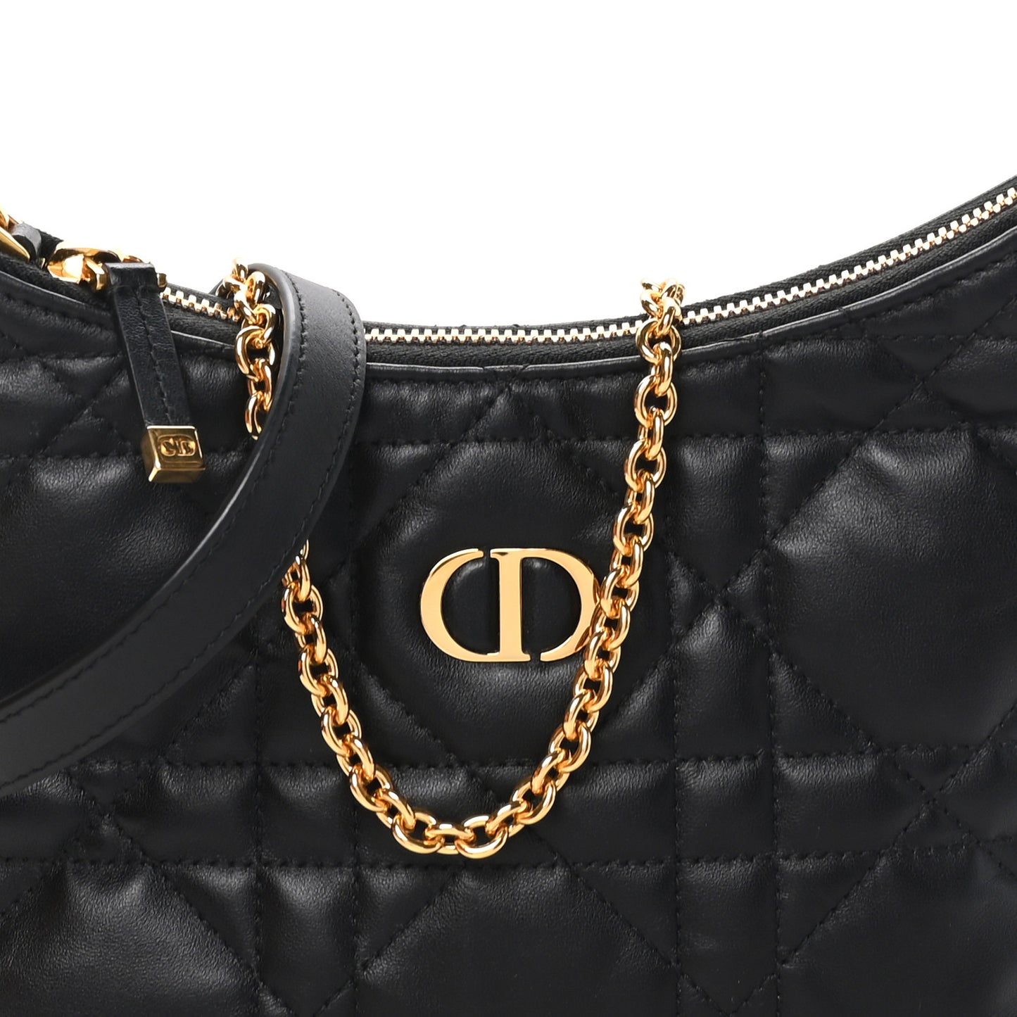 Calfskin Macrocannage Miss Caro Diorling Mini Bag with Chain Black