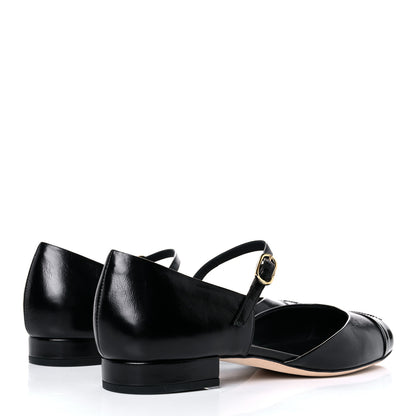 Chanel Glazed Calfskin Patent Cap Toe CC Mary Jane Flats 36.5 Black 4 of 10