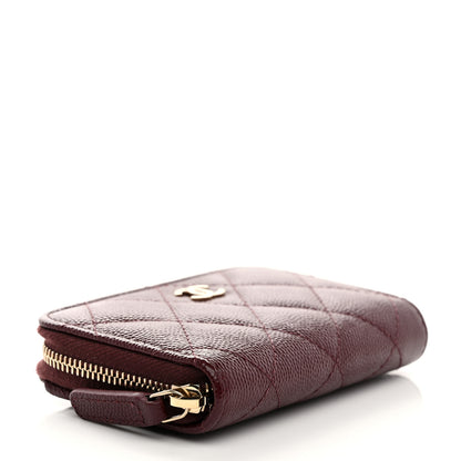 Chanel Caviar Quilted Zip Around Coin Purse Burgundy 4 of 7