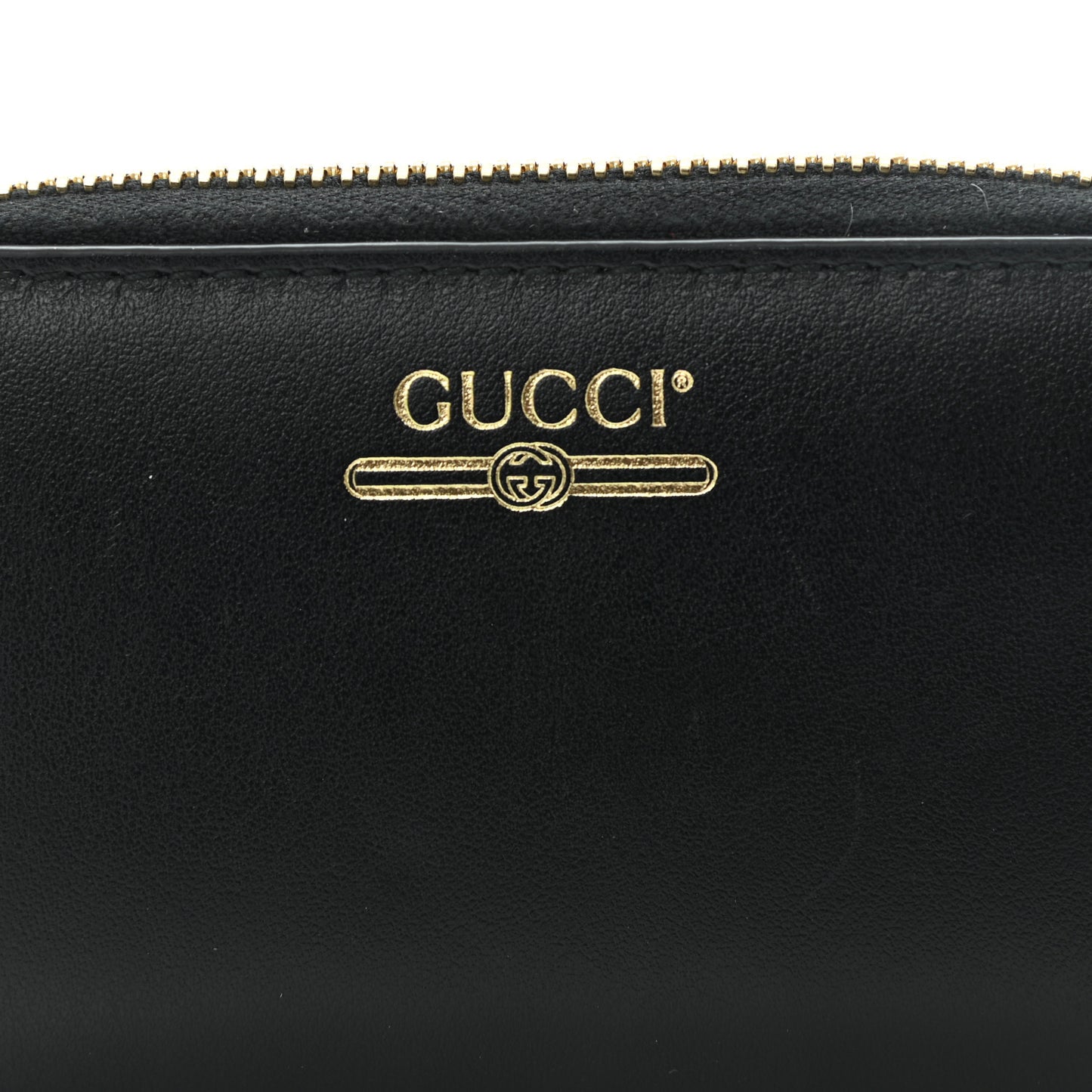 Plutone Calfskin Logo Zip Around Card Case Black