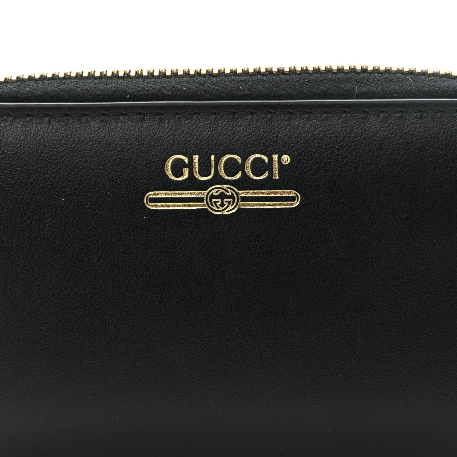 Gucci Plutone Calfskin Logo Zip Around Card Case Black 7 of 9