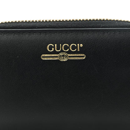 Gucci Plutone Calfskin Logo Zip Around Card Case Black 7 of 9