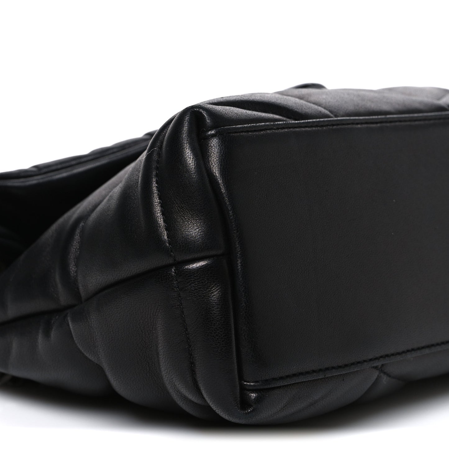 Lambskin Quilted Small Loulou Puffer Monogram Chain Satchel Black