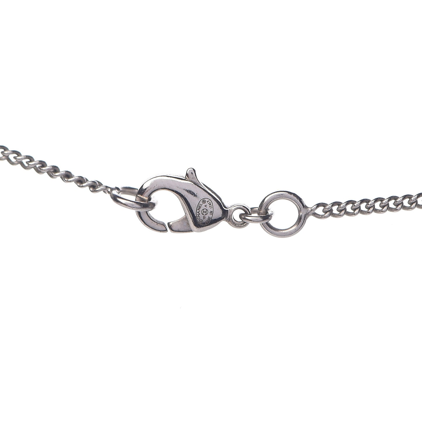 Baguette Crystal Large CC Necklace Silver