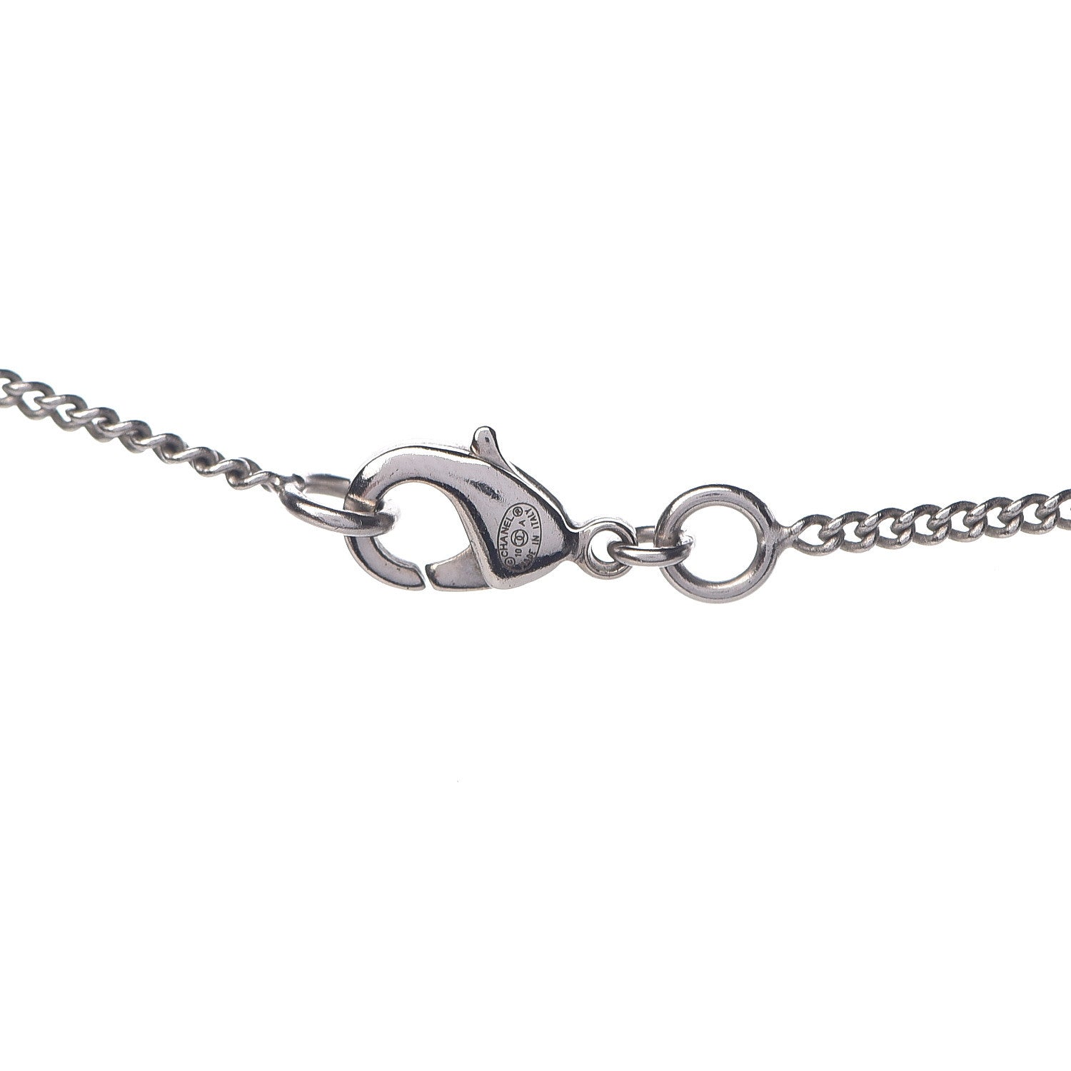 Chanel Baguette Crystal Large CC Necklace Silver 5 of 6