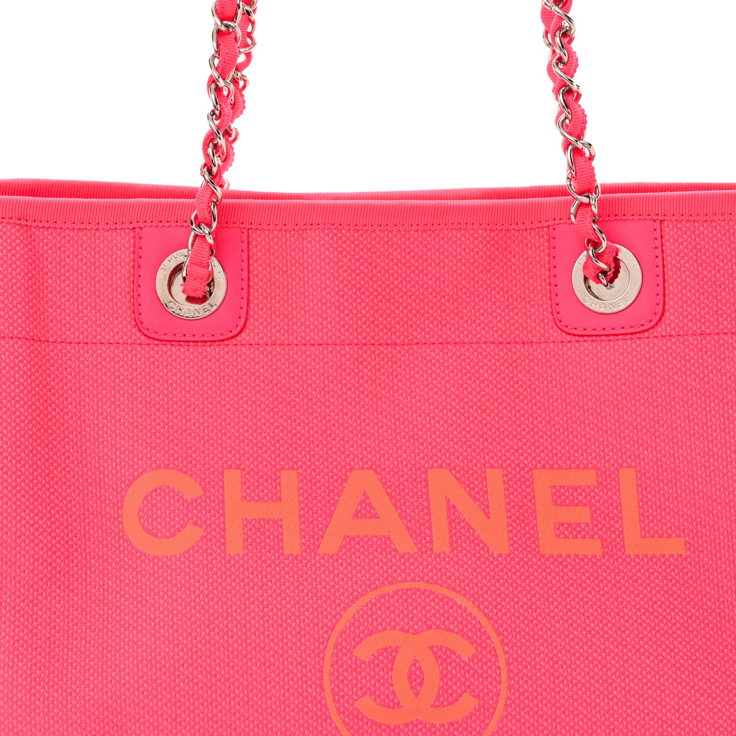 Chanel Mixed Fibers Small Deauville Tote Pink Orange 8 of 10