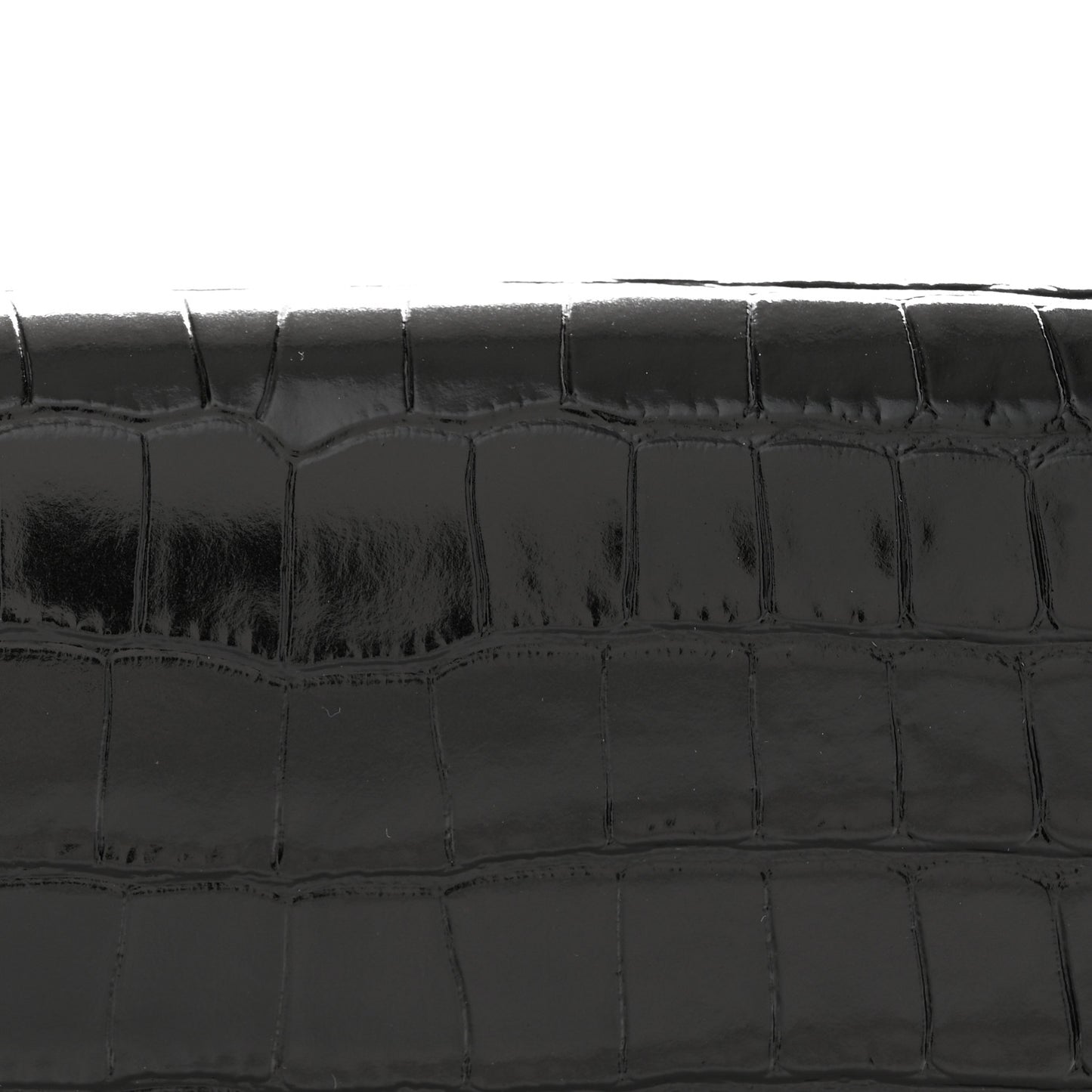 Calfskin Crocodile Embossed CC Clutch Black