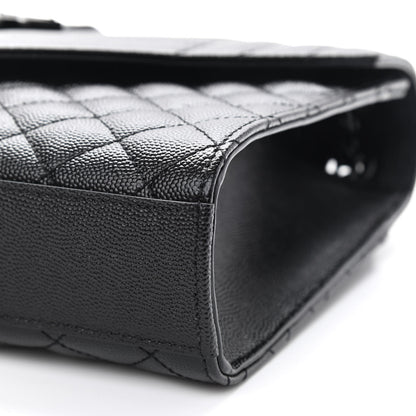 Saint Laurent Grain De Poudre Textured Mixed Matelasse Triquilt Medium Monogram Satchel Black 9 of 9