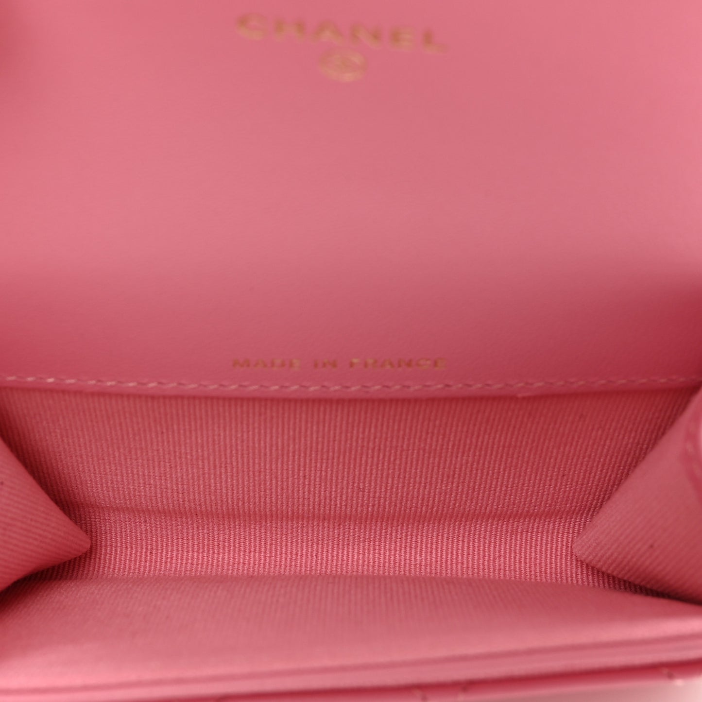 Lambskin Quilted Flap Card Holder Wallet Pink