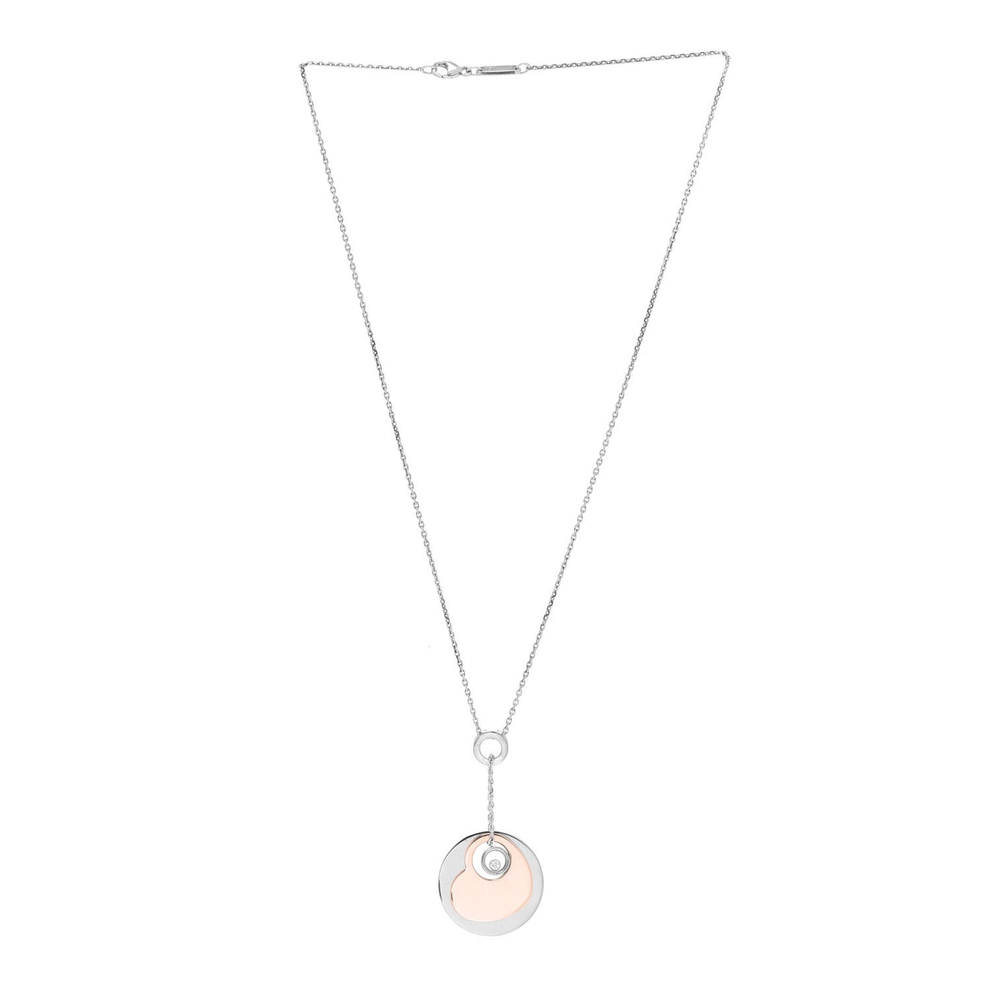 18K White Rose Gold Happy Diamond Heart Drop Necklace