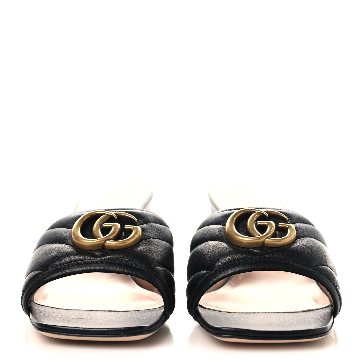 Nappa Matelasse GG Marmont 55mm Slide Sandals 37.5 Black