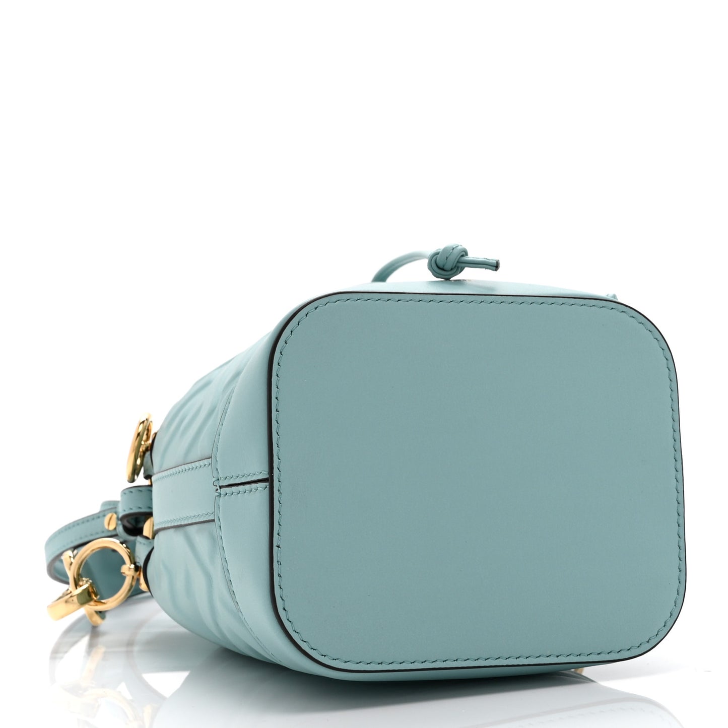 Vitello Liberty F is Fendi FF 1974 Embossed Mini Mon Tresor Bucket Bag Light Blue