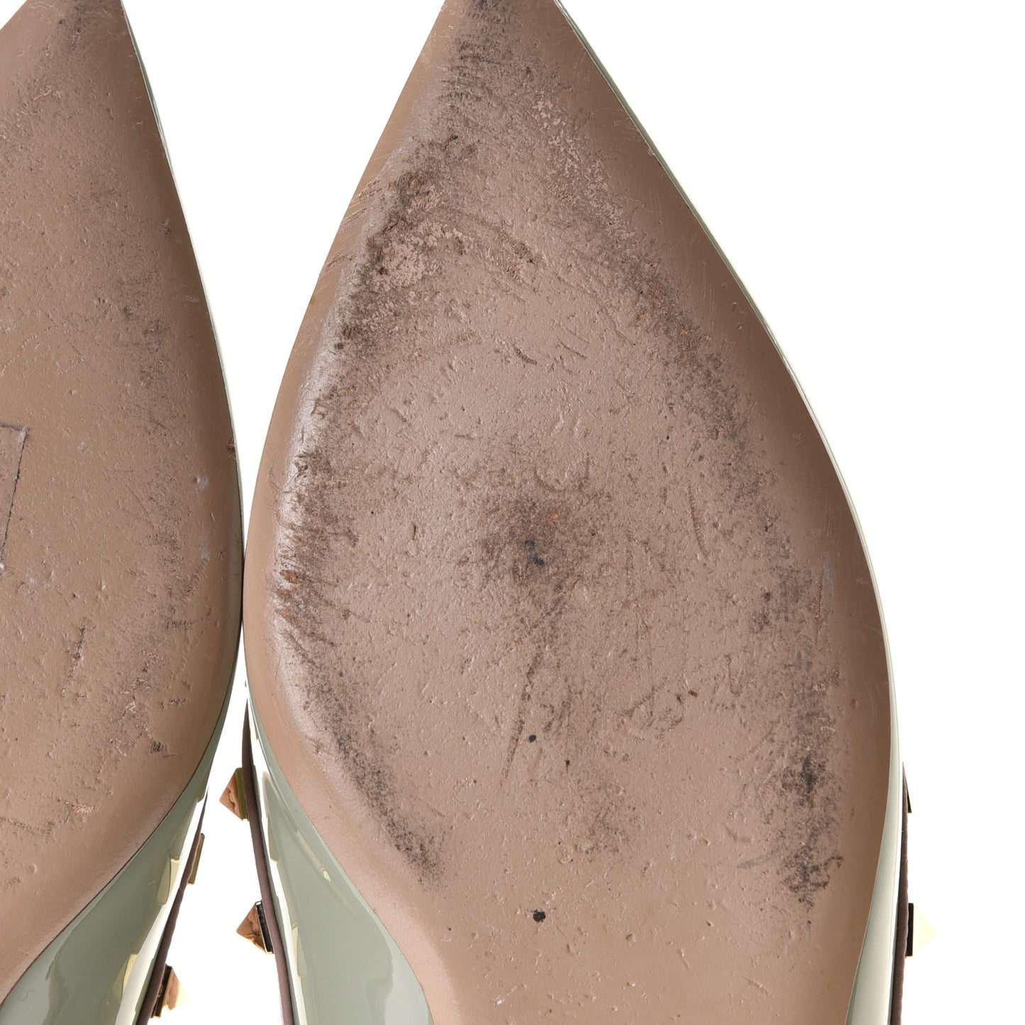 Patent Nappa Rockstud Ballerina Flats 40 Green Tea Sorbet Poudre