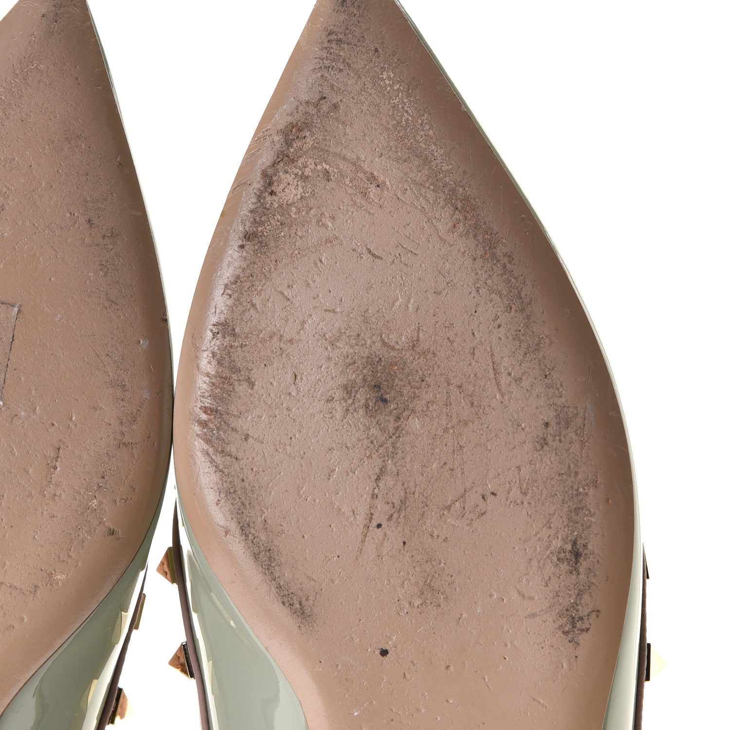 Valentino Garavani Patent Nappa Rockstud Ballerina Flats 40 Green Tea Sorbet Poudre 10 of 13