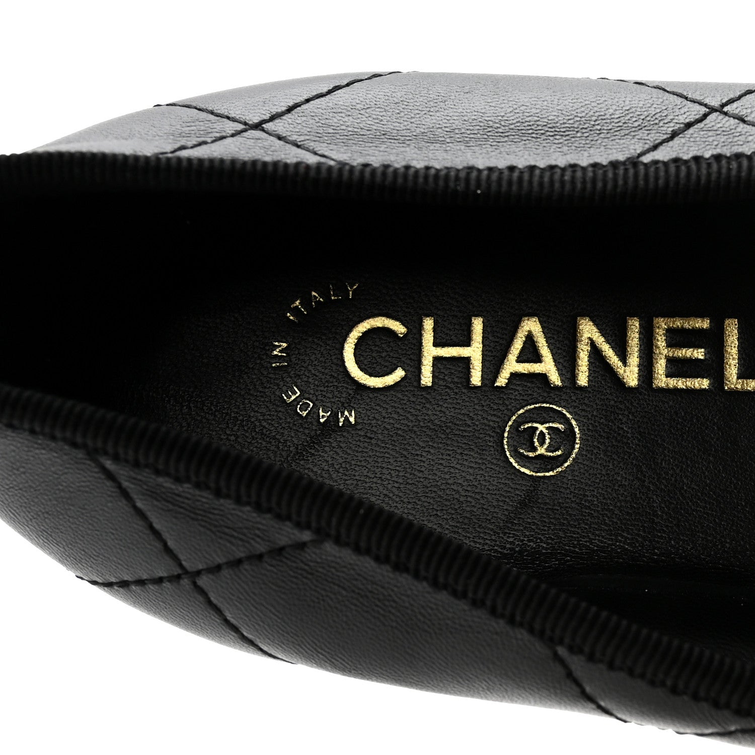 Chanel Lambskin Quilted CC Cambon Ballet Flats 38 Black White 8 of 9