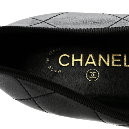 Chanel Lambskin Quilted CC Cambon Ballet Flats 38 Black White 8 of 9
