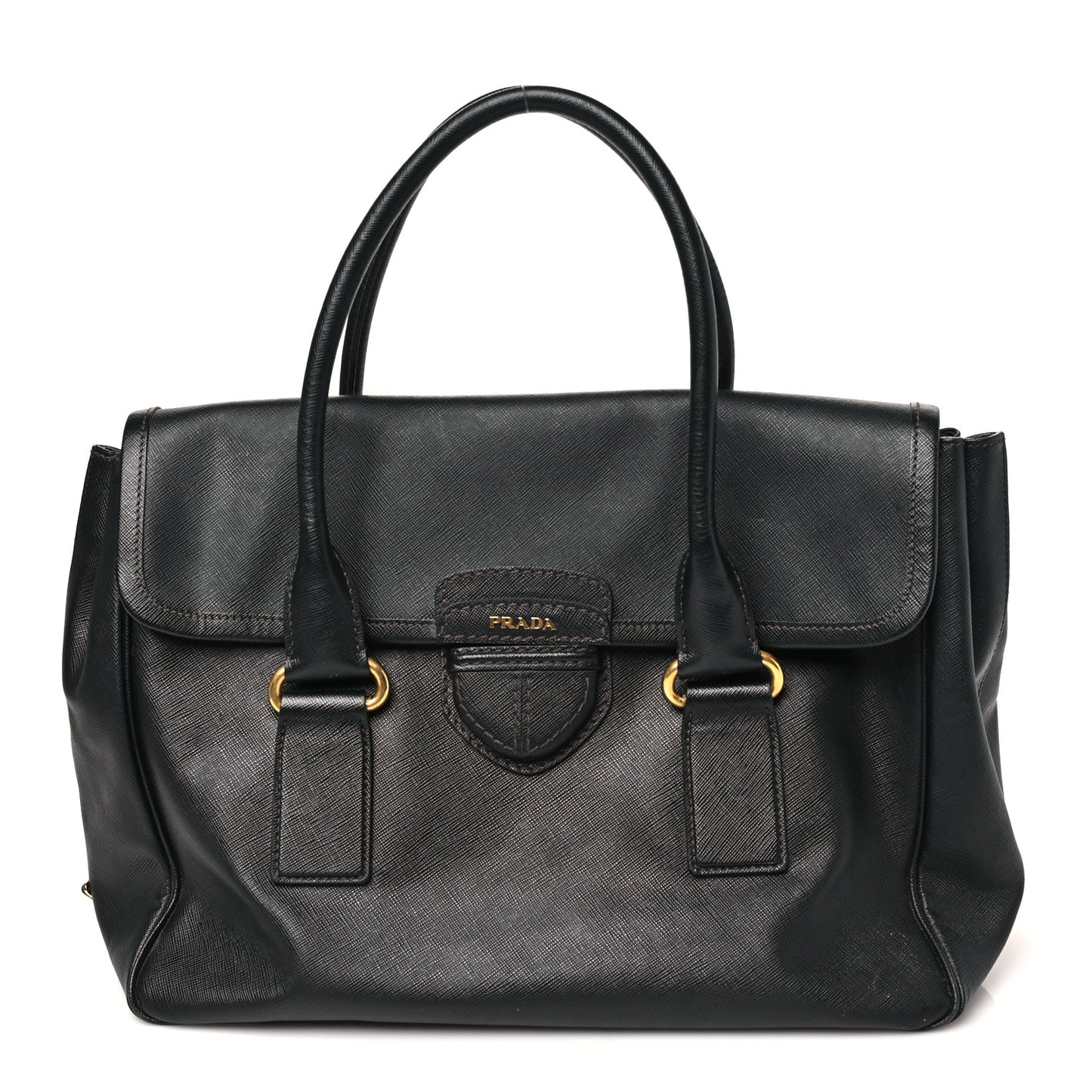 Saffiano Top Handle Satchel Black