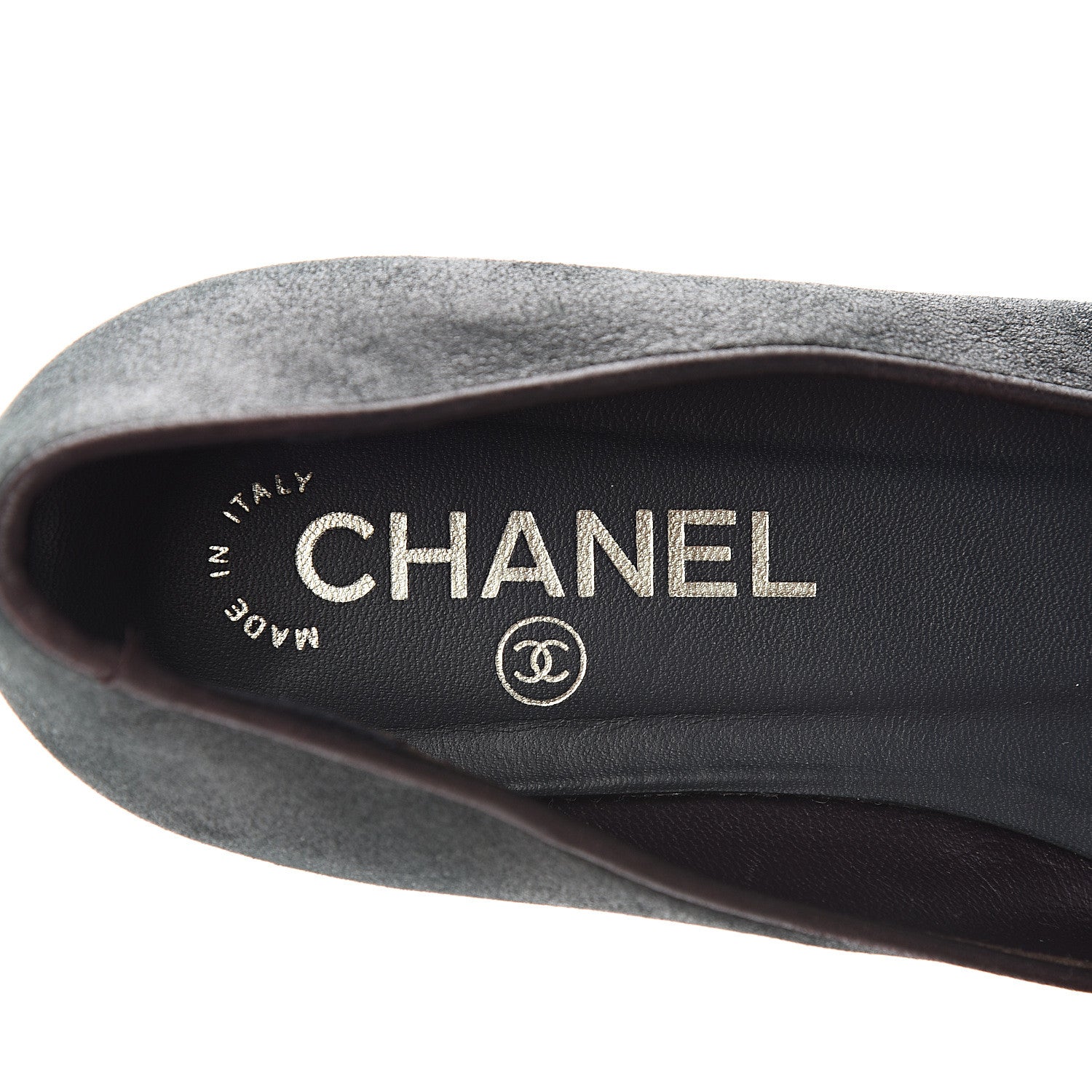 Chanel Suede Cap Toe CC Ballerina Flats 36.5 Dark Green Burgundy 7 of 8