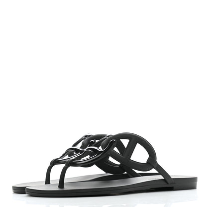 Hermes Rubber Womens Egerie Sandals 37 Black 3 of 9