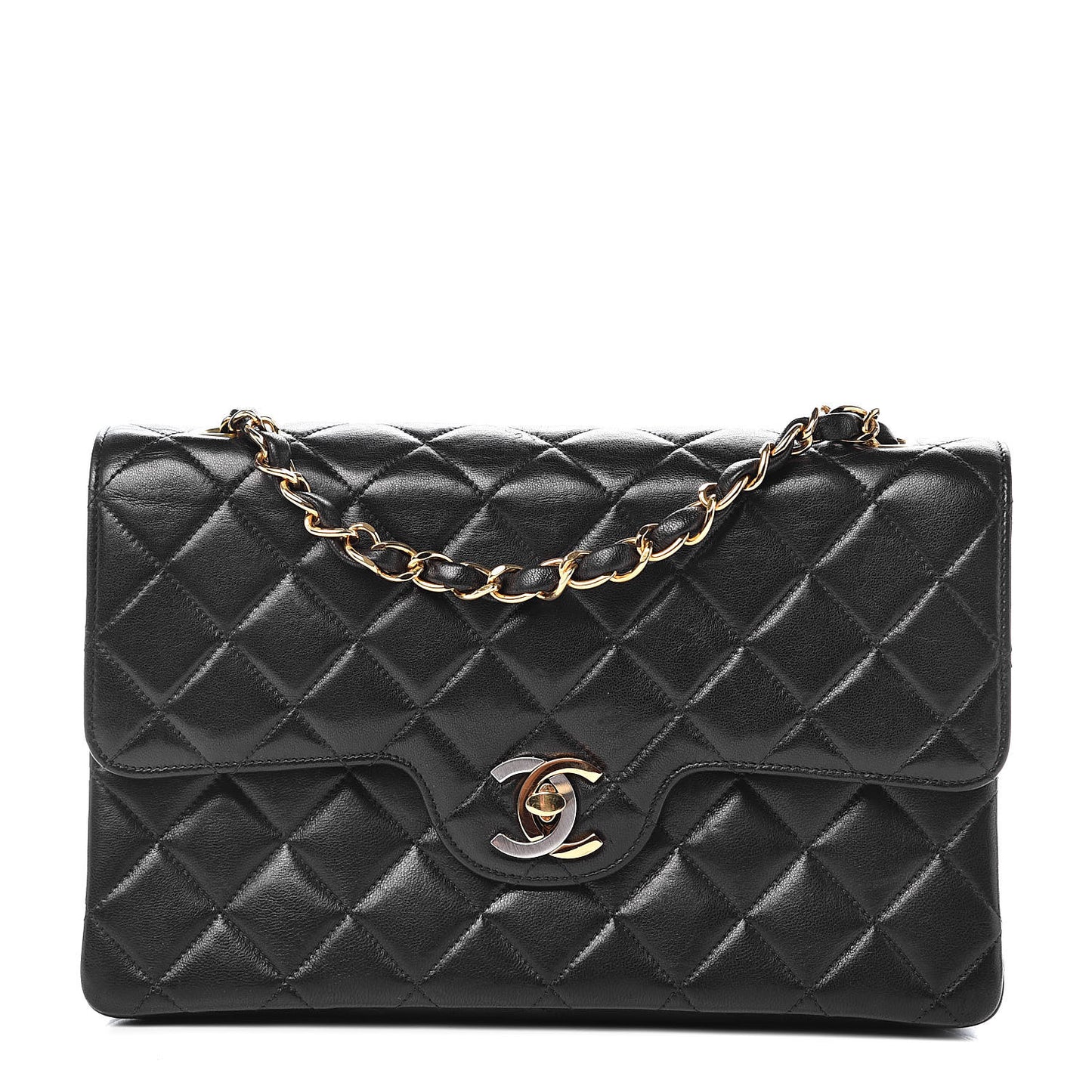 Lambskin Quilted Small Double Flap Black