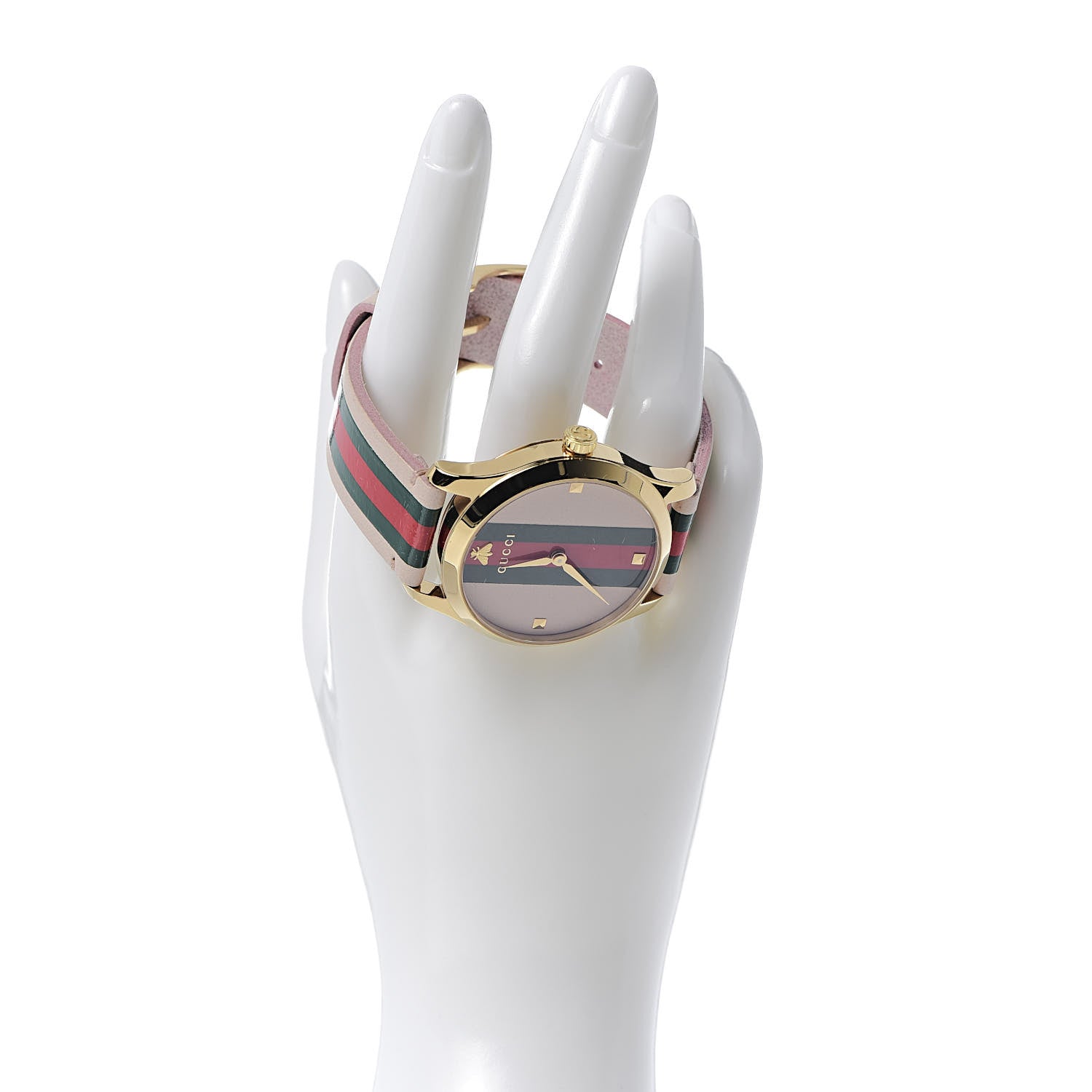 Gucci Stainless Steel Calfskin 38mm G-Timeless Stripe Web Quartz Watch Pink 2 of 6